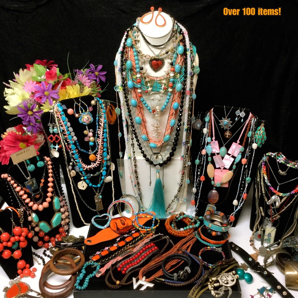 Huge boho hippie bohemian jewelry lot 100 + items